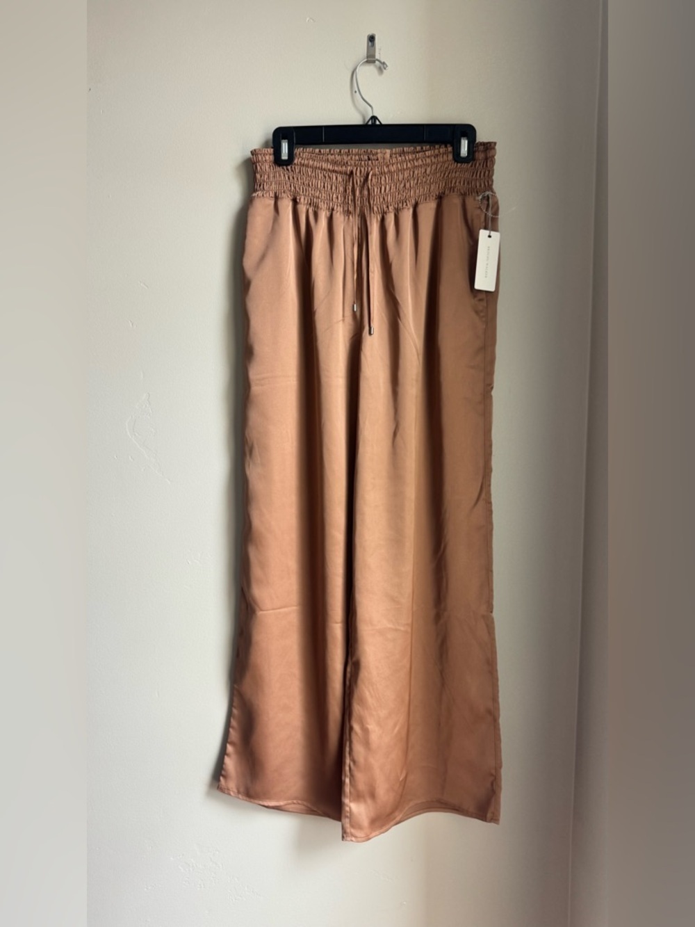 Brochu Walker Gorja Pant Miele Satin Wide Leg Pull On Neutral Luxe M Coastal - Picture 2 of 8